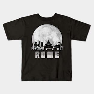 Rome Italy Skyline Full Moon Kids T-Shirt